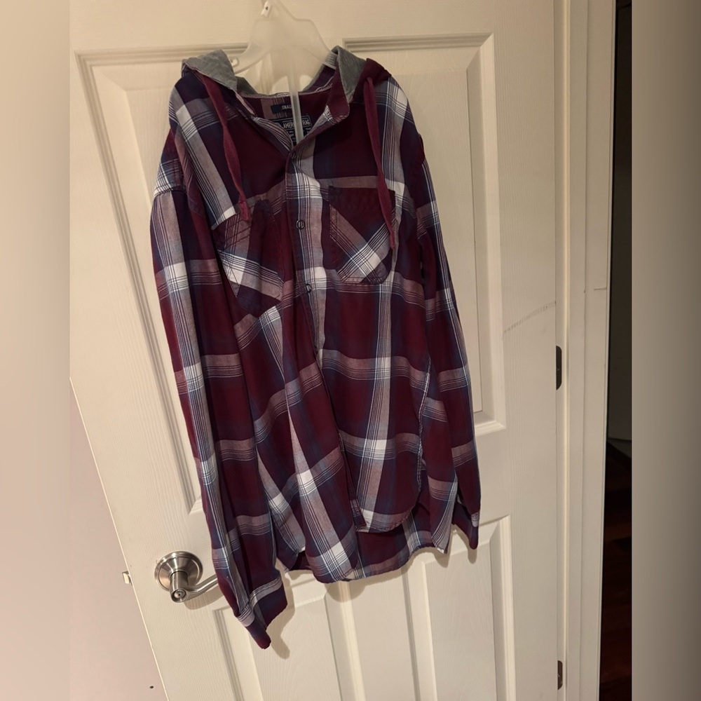 American Rag Burgundy and White Plaid Shirt